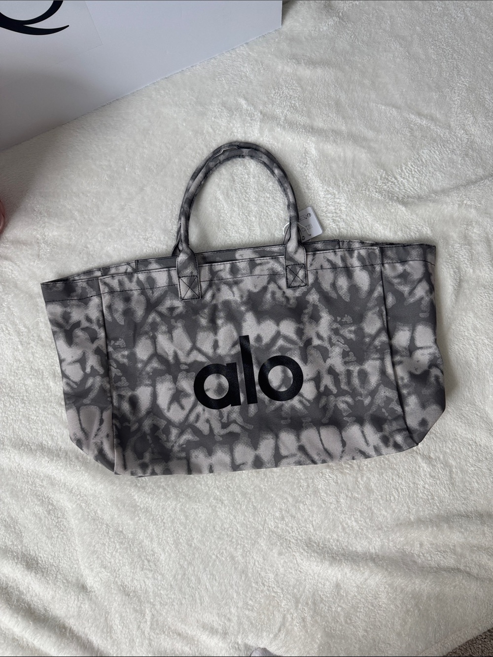 ALO Yoga Grey Tie-Dye Canvas Tote with Black Logo